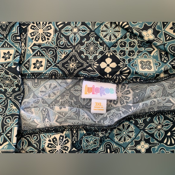 LuLaRoe A-line maxi skirt, 3xl, multi pattern, blues/black/white 40” long. - Picture 2 of 2